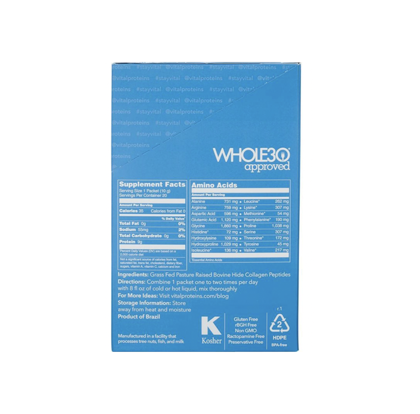 Boîte Stick Pack de Peptides de Collagène par Vital Proteins